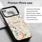 Cute Baby Giraffe Floral Nursery Seamless Pattern Custom Name Protective Phone Case Mobile Cover Durable Everyday Smartphone Shock Resistant
