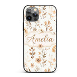 Neutral Boho Rainbow Floral Watercolor Seamless Custom Name Protective Phone Case Mobile Cover Durable Everyday Smartphone Shock Resistant