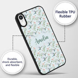 Delicate Hummingbird Floral Soft Blue Seamless Custom Name Protective Phone Case Mobile Cover Durable Everyday Smartphone Shock Resistant
