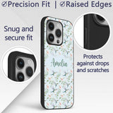 Delicate Hummingbird Floral Soft Blue Seamless Custom Name Protective Phone Case Mobile Cover Durable Everyday Smartphone Shock Resistant