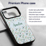 Delicate Hummingbird Floral Soft Blue Seamless Custom Name Protective Phone Case Mobile Cover Durable Everyday Smartphone Shock Resistant