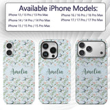 Delicate Hummingbird Floral Soft Blue Seamless Custom Name Protective Phone Case Mobile Cover Durable Everyday Smartphone Shock Resistant