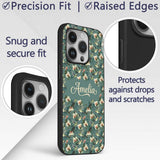 Vintage Hummingbird Lily Floral Printed Design Custom Name Protective Phone Case Mobile Cover Durable Everyday Smartphone Shock Resistant
