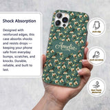 Vintage Hummingbird Lily Floral Printed Design Custom Name Protective Phone Case Mobile Cover Durable Everyday Smartphone Shock Resistant