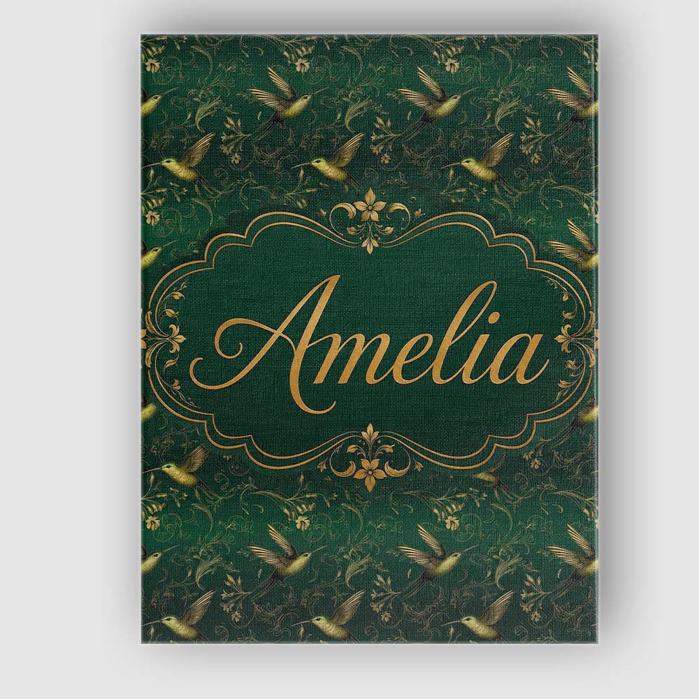 Personalised Name Elegant Gold Hummingbird Custom  Bespoke Contemporary Statement Canvas Wall Art Print Decor Picture Ready to Hang