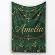 Elegant Gold Hummingbird Botanical Dark Seamless Pattern Name Cute  Personalised Custom Name Super Soft Fleece Blanket Bed Sofa Throw