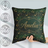 Custom Name Elegant Gold Hummingbird Botanical Dark Pattern Name Square Filled Cushion Throw Pillow Sofa Bed Home Decor Zip Washable UK Made