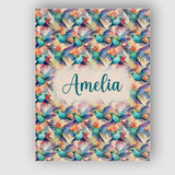 Personalised Name Colorful Hummingbird Custom  Modern Room Accent Elegant Feature Canvas Wall Art Print Decor Picture Ready to Hang