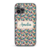 Colorful Hummingbird Abstract Watercolor Seamless Custom Name Protective Phone Case Mobile Cover Durable Everyday Smartphone Shock Resistant