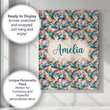 Personalised Name Colorful Hummingbird Custom  Modern Room Accent Elegant Feature Canvas Wall Art Print Decor Picture Ready to Hang