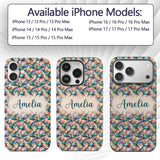 Colorful Hummingbird Abstract Watercolor Seamless Custom Name Protective Phone Case Mobile Cover Durable Everyday Smartphone Shock Resistant