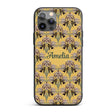 Art Nouveau Iris Floral Vintage Yellow Seamless Custom Name Protective Phone Case Mobile Cover Durable Everyday Smartphone Shock Resistant