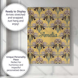Personalised Name Nouveau Iris Floral Custom  Unique Gift Idea Modern Room Accent Canvas Wall Art Print Decor Picture Ready to Hang