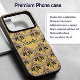 Art Nouveau Iris Floral Vintage Yellow Seamless Custom Name Protective Phone Case Mobile Cover Durable Everyday Smartphone Shock Resistant