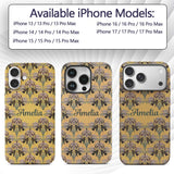 Art Nouveau Iris Floral Vintage Yellow Seamless Custom Name Protective Phone Case Mobile Cover Durable Everyday Smartphone Shock Resistant