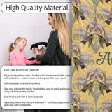 Art Nouveau Iris Floral Vintage Yellow Seamless Pattern Name Cute  Personalised Custom Name Super Soft Fleece Blanket Bed Sofa Throw