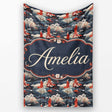 Japanese Geisha Red Kimono Floral Landscape Seamless Pattern Name  Personalised Custom Name Super Soft Fleece Blanket Bed Sofa Throw