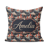 Custom Name Japanese Geisha Red Kimono Floral Landscape Seamless Square Filled Cushion Throw Pillow Sofa Bed Home Decor Zip Washable UK Made
