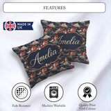 Custom Name Japanese Geisha Red Kimono Floral Landscape Seamless Square Filled Cushion Throw Pillow Sofa Bed Home Decor Zip Washable UK Made