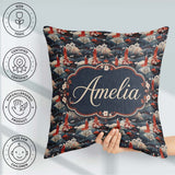 Custom Name Japanese Geisha Red Kimono Floral Landscape Seamless Square Filled Cushion Throw Pillow Sofa Bed Home Decor Zip Washable UK Made