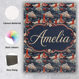 Personalised Name Japanese Geisha Red Custom Modern Room Accent Creative Decorator Style Canvas Wall Art Print Decor Picture Ready to Hang