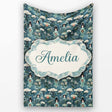 Cute Kawaii Geisha Floral Garden Lantern Seamless Pattern Name  Personalised Custom Name Super Soft Fleece Blanket Bed Sofa Throw