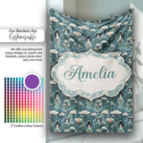 Cute Kawaii Geisha Floral Garden Lantern Seamless Pattern Name  Personalised Custom Name Super Soft Fleece Blanket Bed Sofa Throw