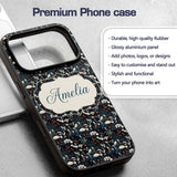 Elegant Japanese Women Floral Printed Design Custom Name Protective Phone Case Mobile Cover Durable Everyday Smartphone Shock Resistant