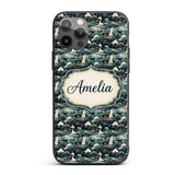Traditional Asian Women Scenic Floral Landscape Custom Name Protective Phone Case Mobile Cover Durable Everyday Smartphone Shock Resistant