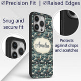 Traditional Asian Women Scenic Floral Landscape Custom Name Protective Phone Case Mobile Cover Durable Everyday Smartphone Shock Resistant