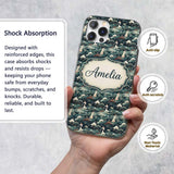 Traditional Asian Women Scenic Floral Landscape Custom Name Protective Phone Case Mobile Cover Durable Everyday Smartphone Shock Resistant