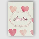 Personalised Name Soft Watercolor Pink Custom  Modern Room Accent Elegant Feature Canvas Wall Art Print Decor Picture Ready to Hang