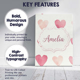 Personalised Name Soft Watercolor Pink Custom  Modern Room Accent Elegant Feature Canvas Wall Art Print Decor Picture Ready to Hang