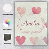 Personalised Name Soft Watercolor Pink Custom  Modern Room Accent Elegant Feature Canvas Wall Art Print Decor Picture Ready to Hang