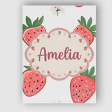 Personalised Name Cute Strawberry Floral Custom  Unique Gift Idea Elegant Feature Canvas Wall Art Print Decor Picture Ready to Hang