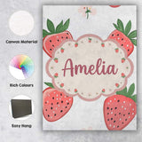 Personalised Name Cute Strawberry Floral Custom  Unique Gift Idea Elegant Feature Canvas Wall Art Print Decor Picture Ready to Hang