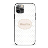 Minimal Gold Star Seamless Pattern on Soft White Custom Name Protective Phone Case Mobile Cover Durable Everyday Smartphone Shock Resistant