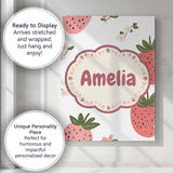 Personalised Name Cute Strawberry Blossom Custom  Unique Gift Idea Elegant Feature Canvas Wall Art Print Decor Picture Ready to Hang