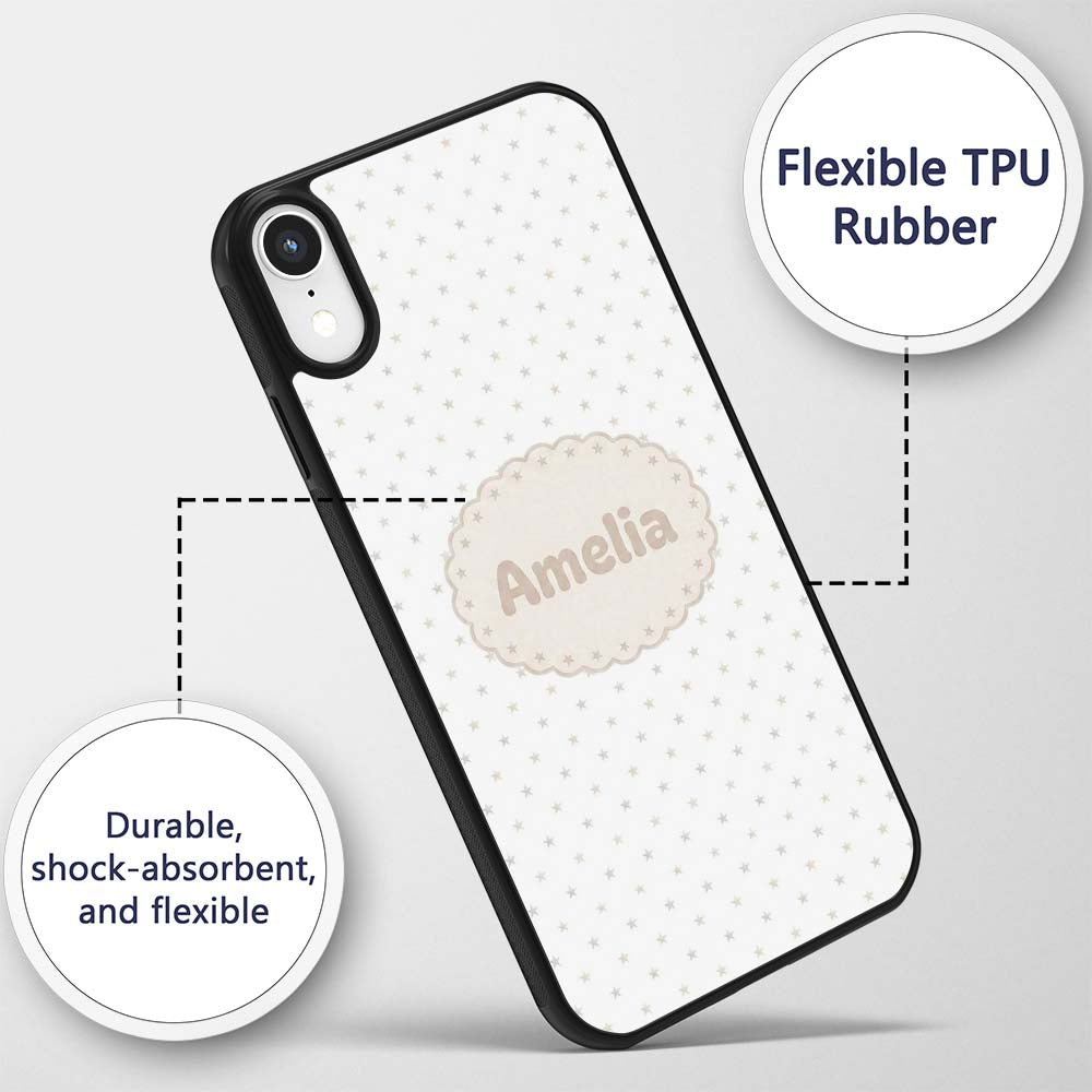 Minimal Gold Star Seamless Pattern on Soft White Custom Name Protective Phone Case Mobile Cover Durable Everyday Smartphone Shock Resistant