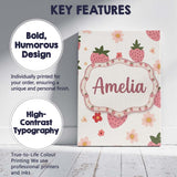 Personalised Name Cute Strawberry Daisy Custom  Modern Room Accent Elegant Feature Canvas Wall Art Print Decor Picture Ready to Hang
