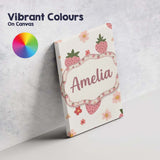 Personalised Name Cute Strawberry Daisy Custom  Modern Room Accent Elegant Feature Canvas Wall Art Print Decor Picture Ready to Hang