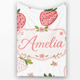 Cute Strawberry Minimal Floral Soft Seamless Pattern Name Unique  Personalised Custom Name Super Soft Fleece Blanket Bed Sofa Throw