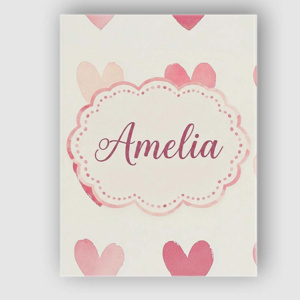 Personalised Name Soft Watercolor Pink Custom  Modern Room Accent Elegant Feature Canvas Wall Art Print Decor Picture Ready to Hang
