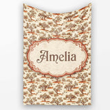 Rustic Desert Tree Scenic Repeat Seamless Pattern Name Cute Unique  Personalised Custom Name Super Soft Fleece Blanket Bed Sofa Throw