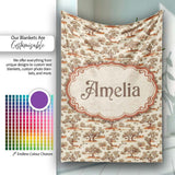 Rustic Desert Tree Scenic Repeat Seamless Pattern Name Cute Unique  Personalised Custom Name Super Soft Fleece Blanket Bed Sofa Throw