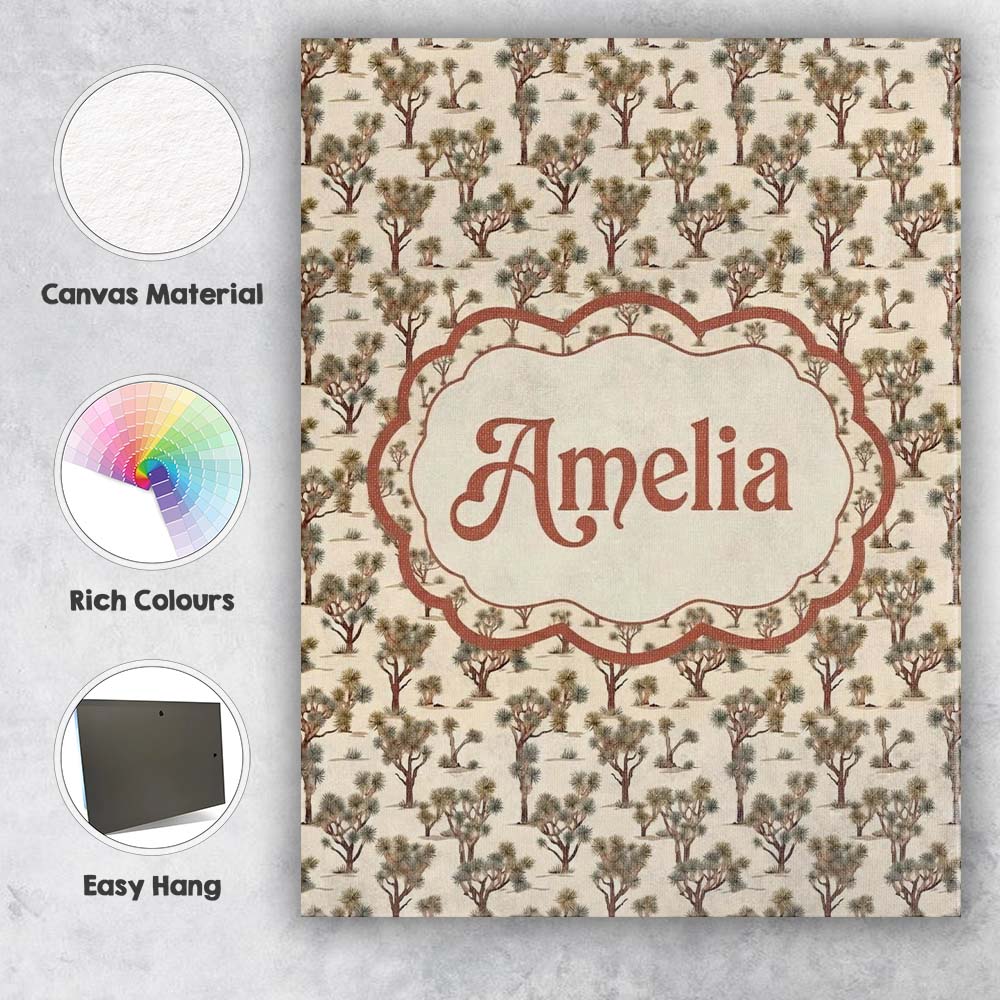 Personalised Name Neutral Desert Shrub Tree Custom  Bespoke Interior Contemporary Canvas Wall Art Print Decor Picture Ready to Hang