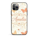 Soft Peach Butterfly Floral Elegant Seamless Custom Name Protective Phone Case Mobile Cover Durable Everyday Smartphone Shock Resistant