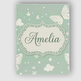 Personalised Name Mint Green Butterfly Soft Custom  Bespoke Interior Contemporary Canvas Wall Art Print Decor Picture Ready to Hang
