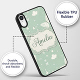 Mint Green Butterfly Soft Dreamy Seamless Pattern Custom Name Protective Phone Case Mobile Cover Durable Everyday Smartphone Shock Resistant