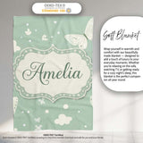 Mint Green Butterfly Soft Dreamy Seamless Pattern Name Cute Unique  Personalised Custom Name Super Soft Fleece Blanket Bed Sofa Throw